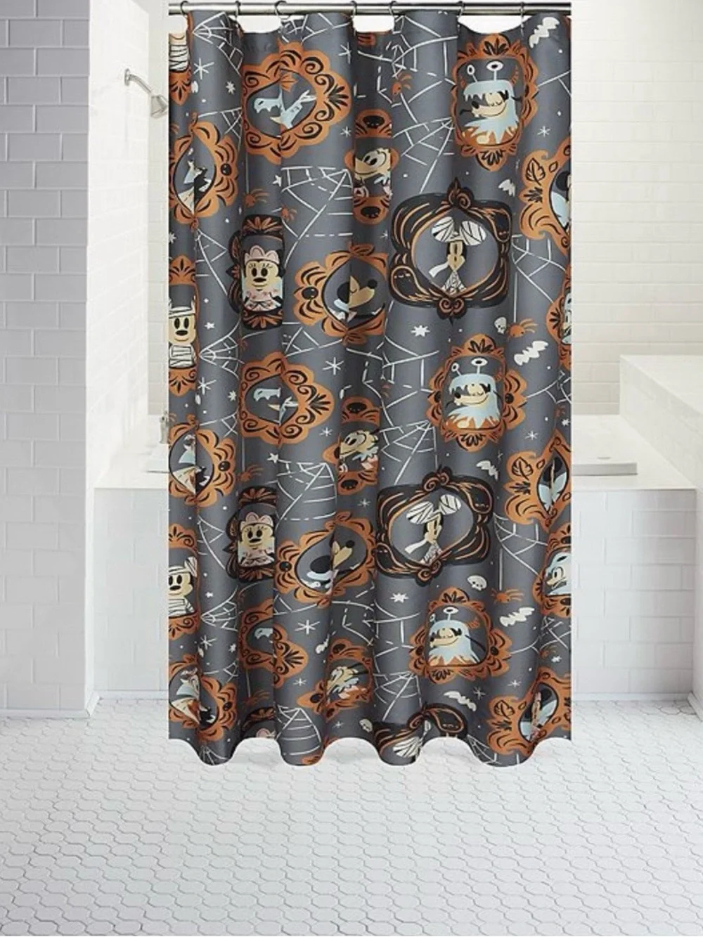 Disney Gray and Orange Halloween Character Shower Curtain